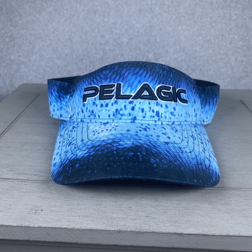 Pelagic Visor Blue Fish Scale Print Adjustable Performance Hat